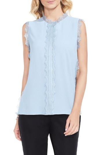 Women's Vince Camuto Lace Trim Sleeveless Blouse - Blue