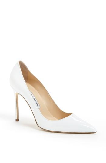 Women's Manolo Blahnik 'bb' Pointy Toe Pump Us / 42eu - White