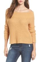 Women's Bp. Lofty Off The Shoulder Pullover, Size - Brown