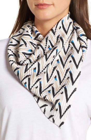 Women's Halogen Pleated Chevron Print Scarf, Size - Black