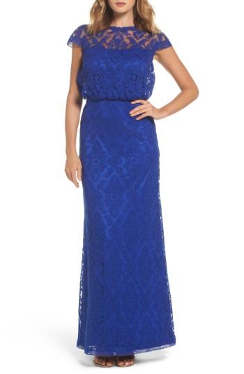 Women's Tadashi Shoji Corded Lace Blouson Gown - Blue