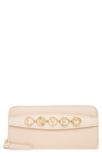 Women's Chloe Messages Love Zip Around Leather Wallet - Pink