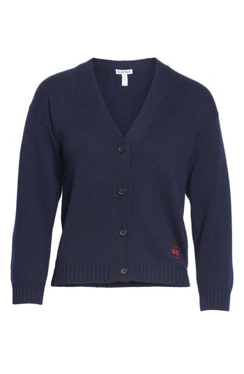 Women's Loewe Wool Logo Cardigan - Blue