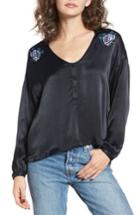 Women's Obey Naomi Embroidered Blouse - Black