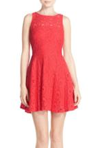 Women's Bb Dakota 'renley' Lace Fit & Flare Dress - Coral