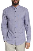 Men's Theory Murrary Indy Regular Fit Solid Cotton & Linen Sport Shirt, Size - Blue