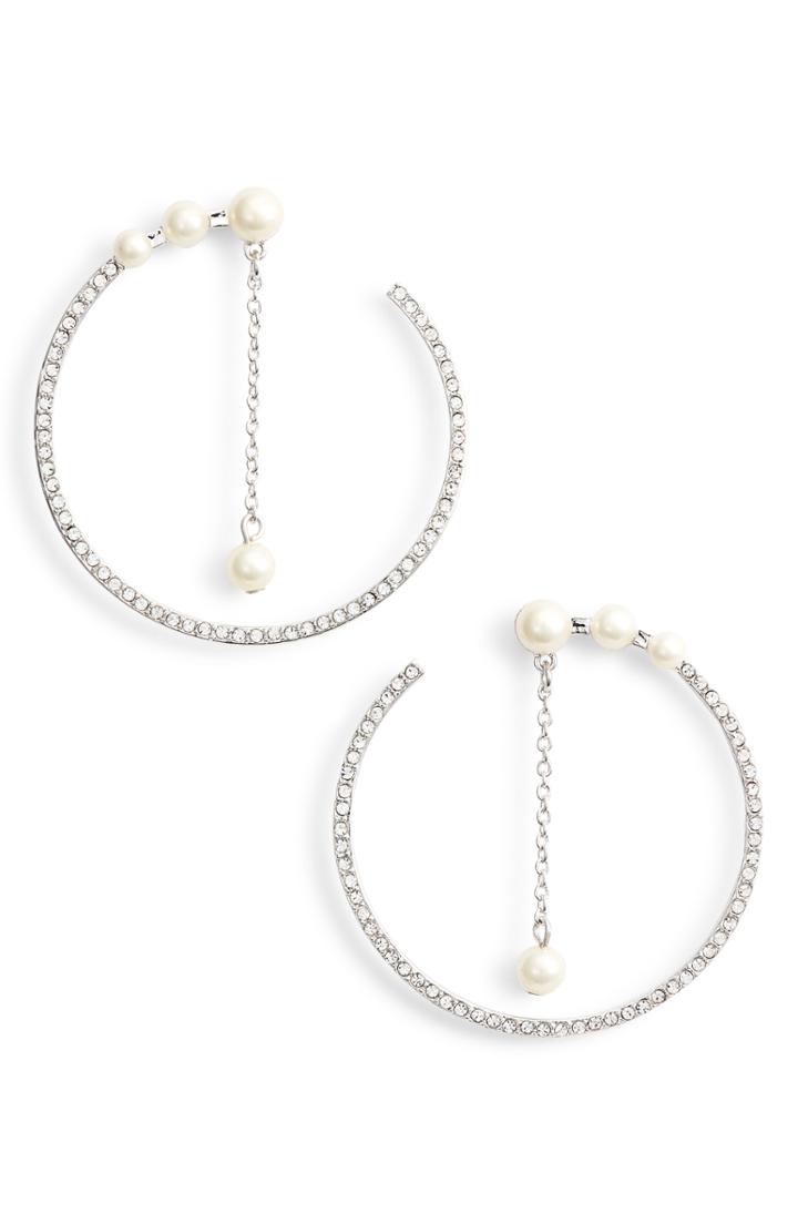 Women's Vince Camuto Pave & Imitation Pearl Hoop Earrings
