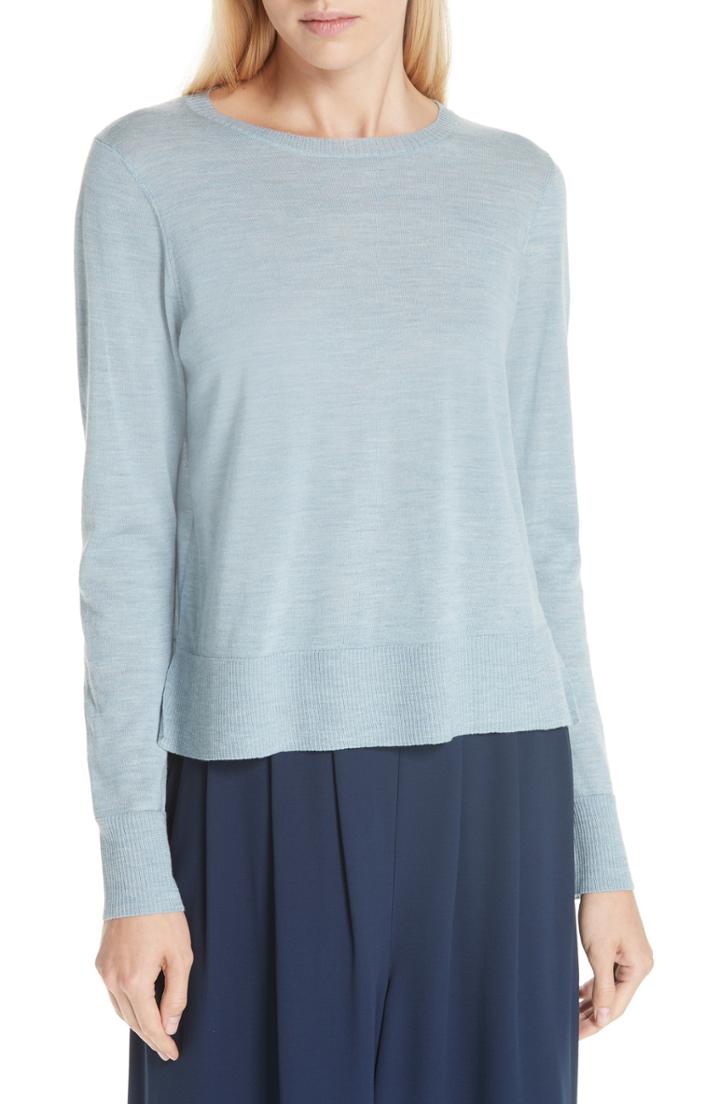 Women's Eileen Fisher Boxy Merino Wool Sweater, Size - Blue