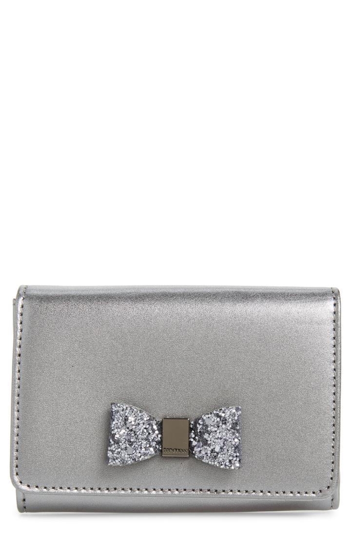 Women's Ted Baker London Mini Anki Bow Leather Wallet - Grey
