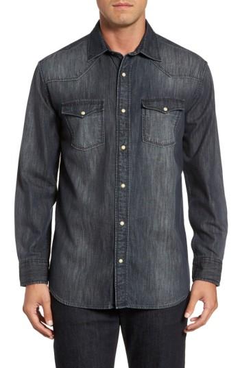 Men's Flynt Regular Fit Denim Western Shirt - Blue