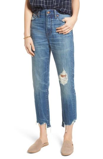 Women's Madewell Perfect Summer Ripped High Waist Ankle Jeans - Blue