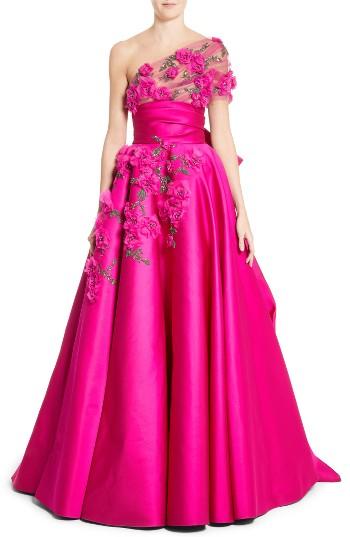 Women's Marchesa Embellished Tulle Wrap Silk Ballgown