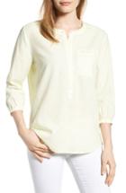 Women's Nydj Pleat Back Linen & Cotton Top - Yellow