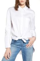 Women's Halogen Tie Front Poplin Shirt - White