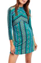 Women's Free People 'stella' Graphic Print Minidress - Green