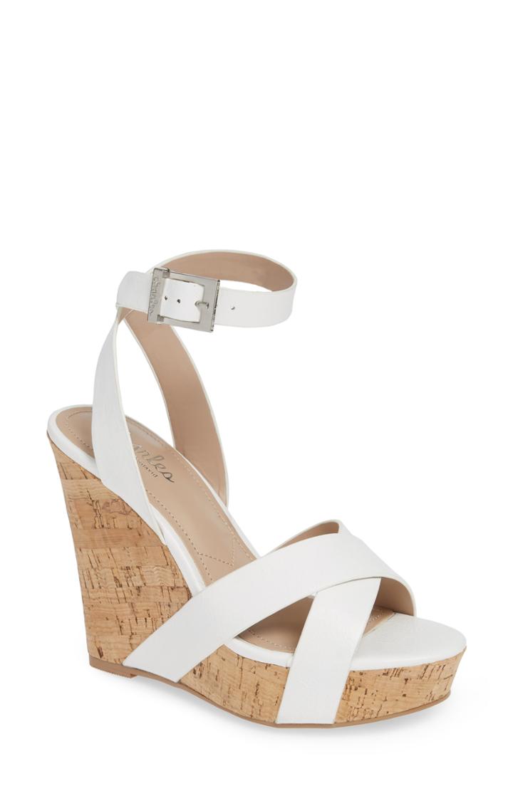 Women's Charles By Charles David Aleck Platform Wedge Sandal M - White
