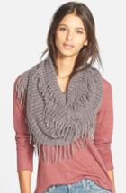 Junior Women's Bp. Fringe Trim Infinity Scarf, Size - Grey