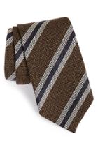 Men's David Donahue Stripe Silk Tie, Size - Brown