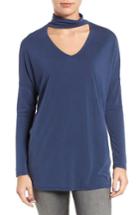Women's Trouve Keyhole V-neck Top, Size - Blue