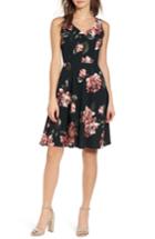 Women's Soprano Floral Print Fit & Flare Dress - Green