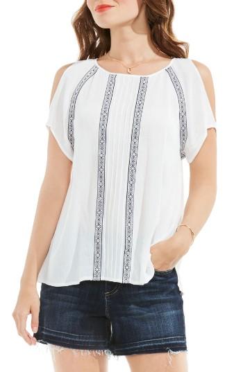 Women's Two By Vince Camuto Crinkle Gauze Cold Shoulder Blouse - White