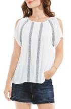 Women's Two By Vince Camuto Crinkle Gauze Cold Shoulder Blouse - White