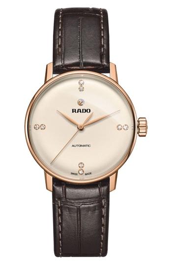 Women's Rado Coupole Classic Diamond Leather Strap Watch, 32mm