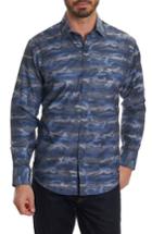Men's Robert Graham Tailored Fit Camo Sport Shirt, Size - Blue