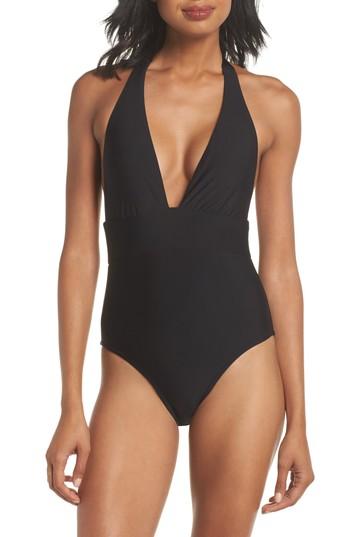 Women's J.crew Charlotte Halter One-piece Swimsuit - Black