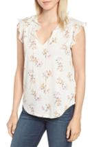 Women's Lucky Brand Floral Print Flutter Sleeve Top - Ivory