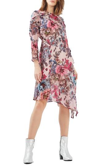 Women's Topshop Pop Floral Ruffle Midi Dress