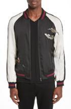 Men's The Kooples Embroidered Two-tone Bomber Jacket - Black