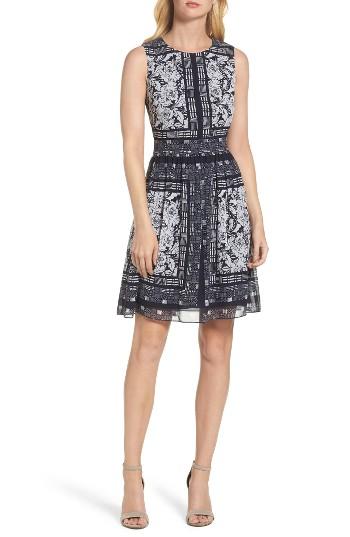 Women's Vince Camuto Chiffon Fit & Flare Dress - Blue