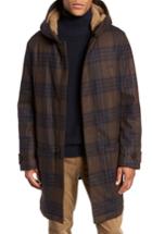 Men's Vince Plaid Duffle Coat With Faux Shearling Trim - Red