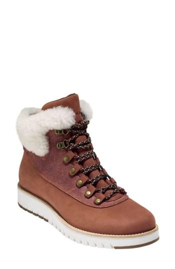 Women's Cole Haan Grandexpl?re Genuine Shearling Trim Waterproof Hiker Boot B - Brown