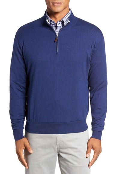 Men's Peter Millar Crown Quarter Zip Sweater - Grey
