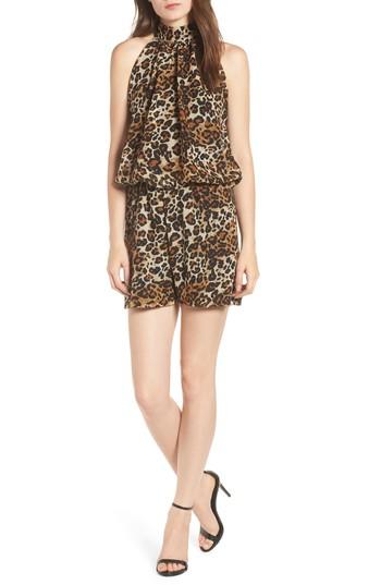 Women's Sentimental Ny Leopard Print Halter Romper - Black