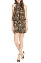 Women's Sentimental Ny Leopard Print Halter Romper - Black