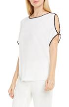 Women's Vince Camuto Contrast Trim Cold Shoulder Blouse - White