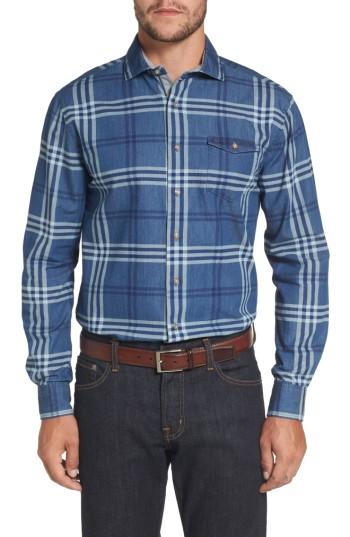 Men's Johnnie-o Breckenridge Plaid Sport Shirt - Blue