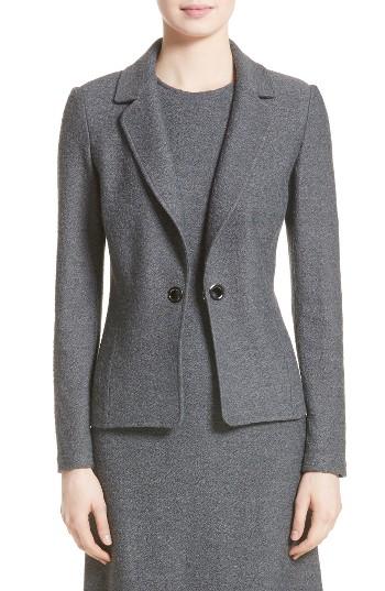 Women's St. John Collection Clair Grommet Detail Knit Jacket - Grey