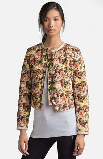 Msgm Floral Crop Moto Jacket