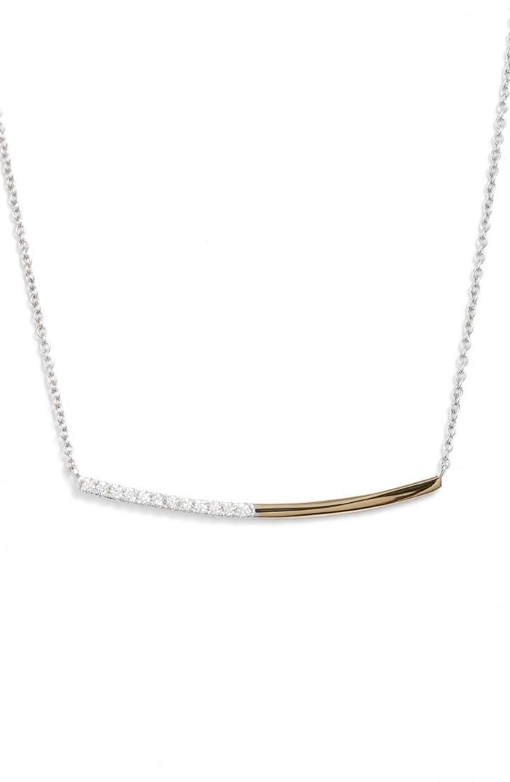 Women's Bony Levy Two-tone Curved Diamond Bar Neck (nordstrom Exclusive)
