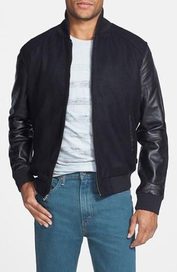 Levi's Wool Blend Varsity Jacket With Leather Sleeves