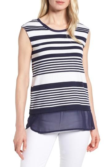 Women's Chaus Pool Stripe Mix Media Top - Blue
