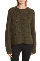 Women's Rag & Bone Jemima Wool & Alpaca Blend Beaded Sweater, Size - Green