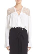 Women's Yigal Azrouel Lace-up Ruched Crepe Georgette Blouse