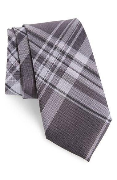 Men's Calibrate Plaid Woven Tie, Size - Purple