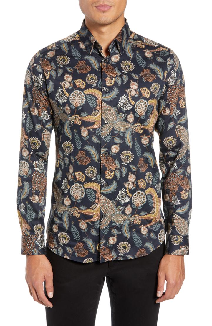 Men's Ted Baker London Vauxhal Slim Fit Sport Shirt (m) - Blue
