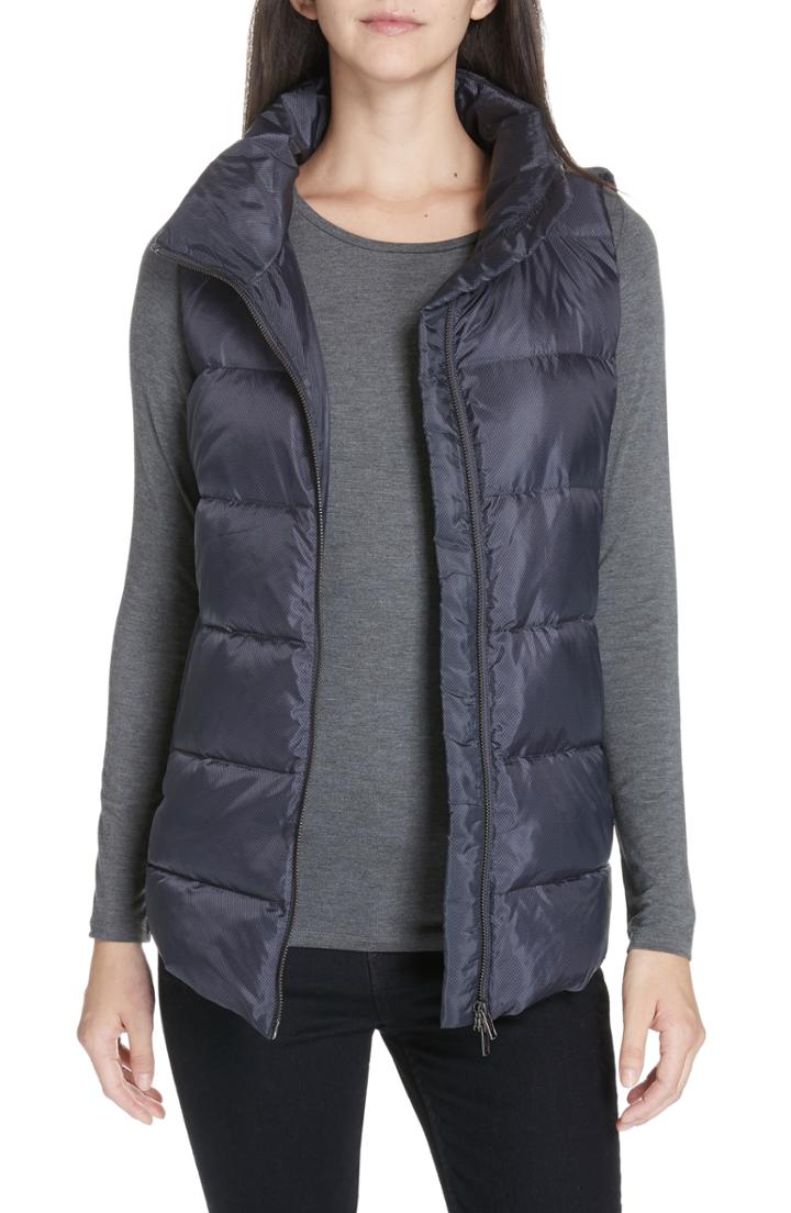 Women's Eileen Fisher Down Vest, Size - Grey